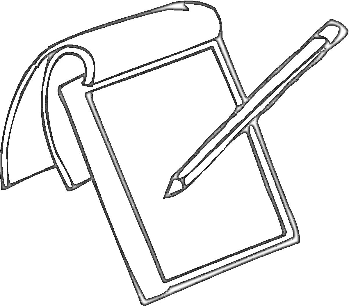 Раскраска Тетрадь с отрывными листами и карандашом