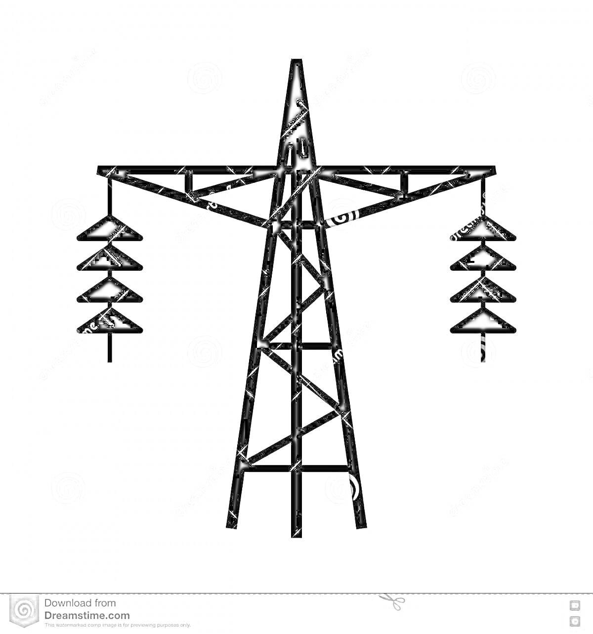 Раскраска Электрическая башня с изоляторами и проводами