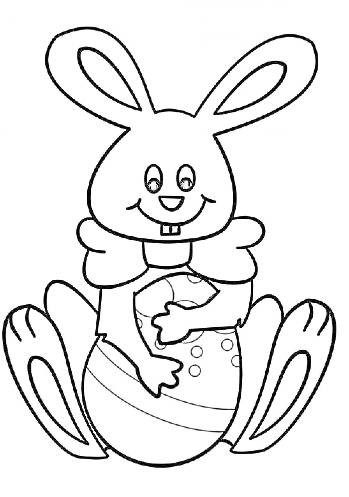 Раскраска Пасхальный кролик с пасхальным яйцом