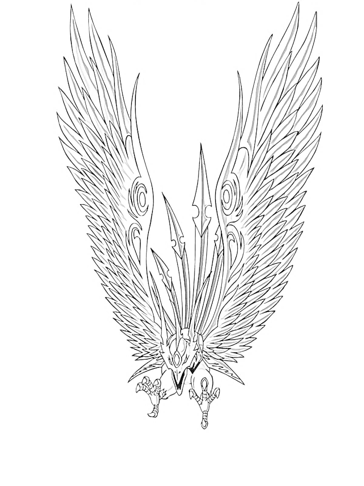 Раскраска Бакуган с огромными крыльями и шипами на теле
