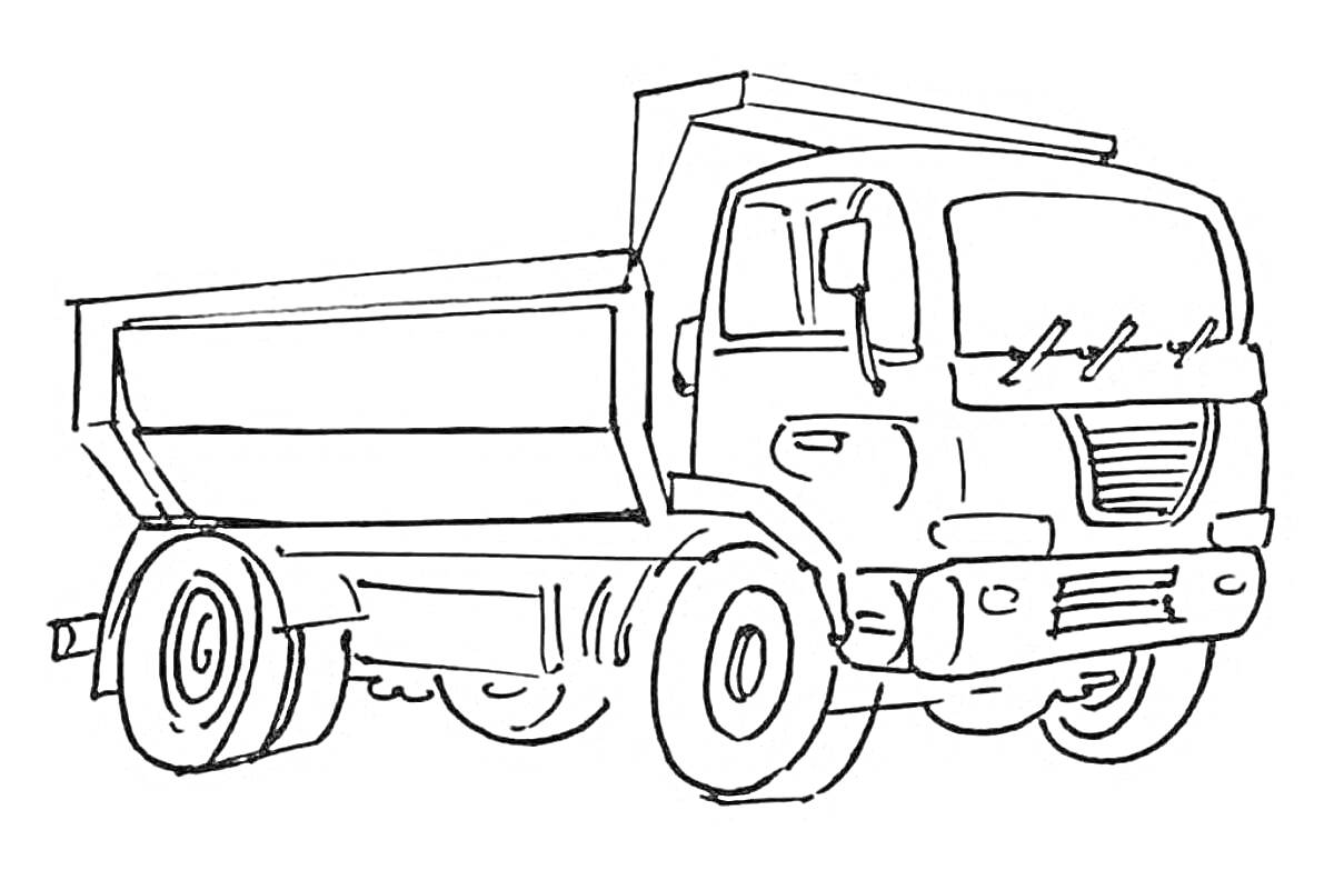 Раскраска Грузовик с кузовом и кабиной