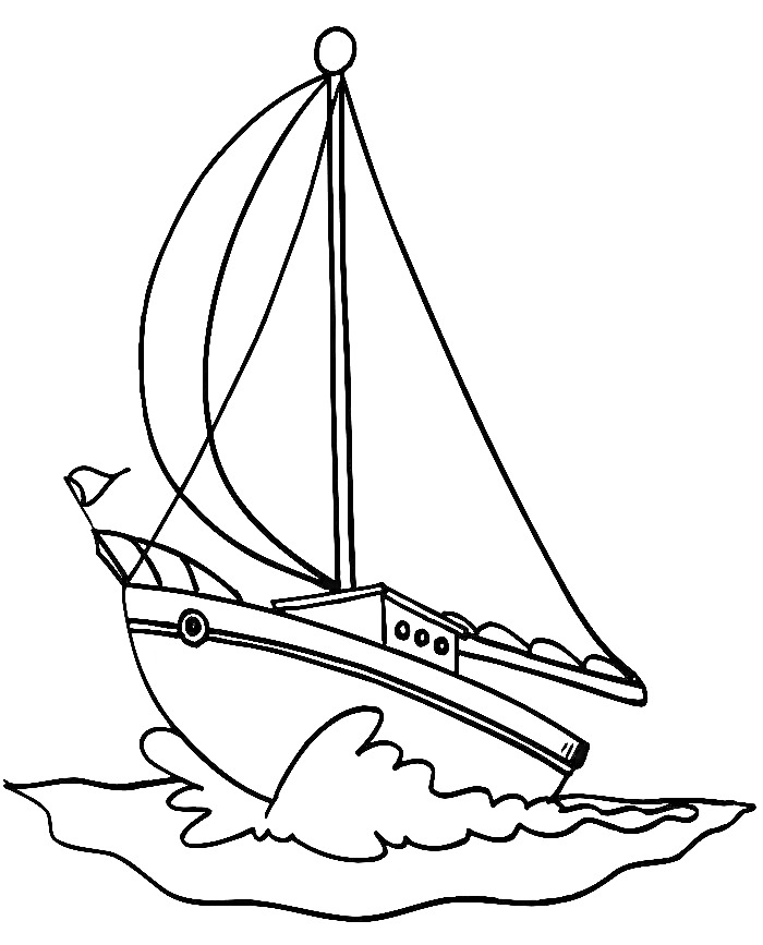 На раскраске изображено: Корабль, Море, Волны, Судно, Плавание, Природа, Для детей