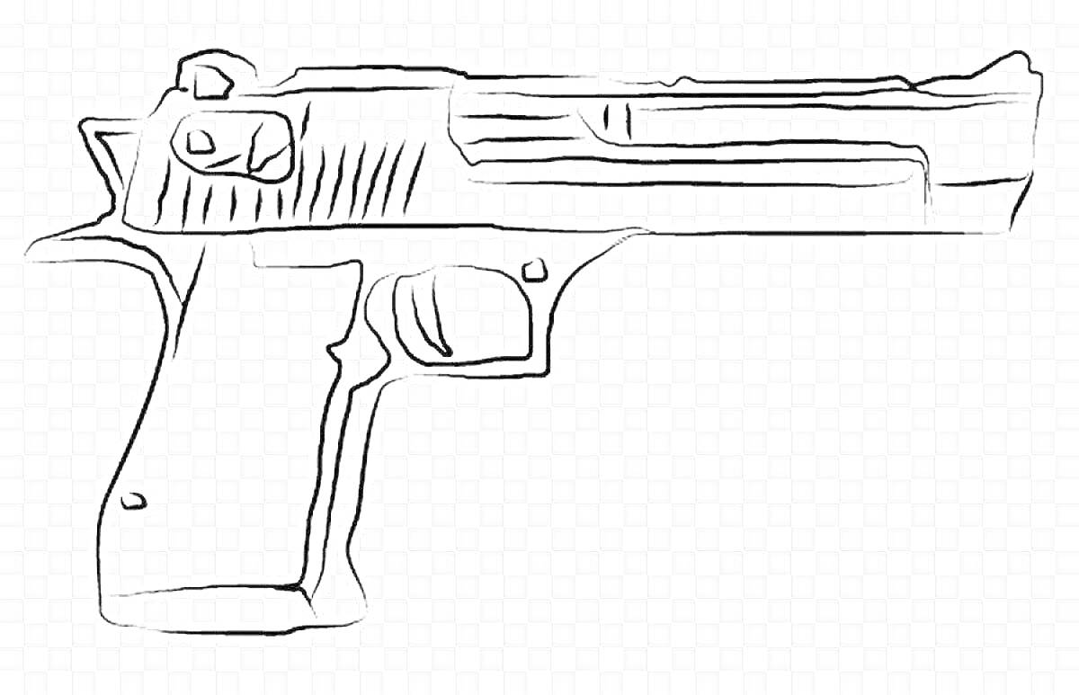 На раскраске изображено: Пистолет, Desert Eagle, Оружие