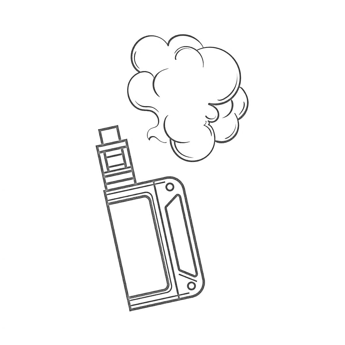 На раскраске изображено: Вейп, Пар, Электронная сигарета, Дым
