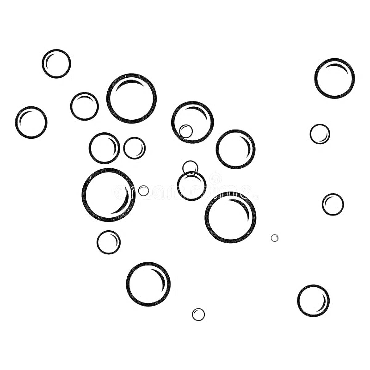 На раскраске изображено: Пузыри, Круги, Контурные рисунки