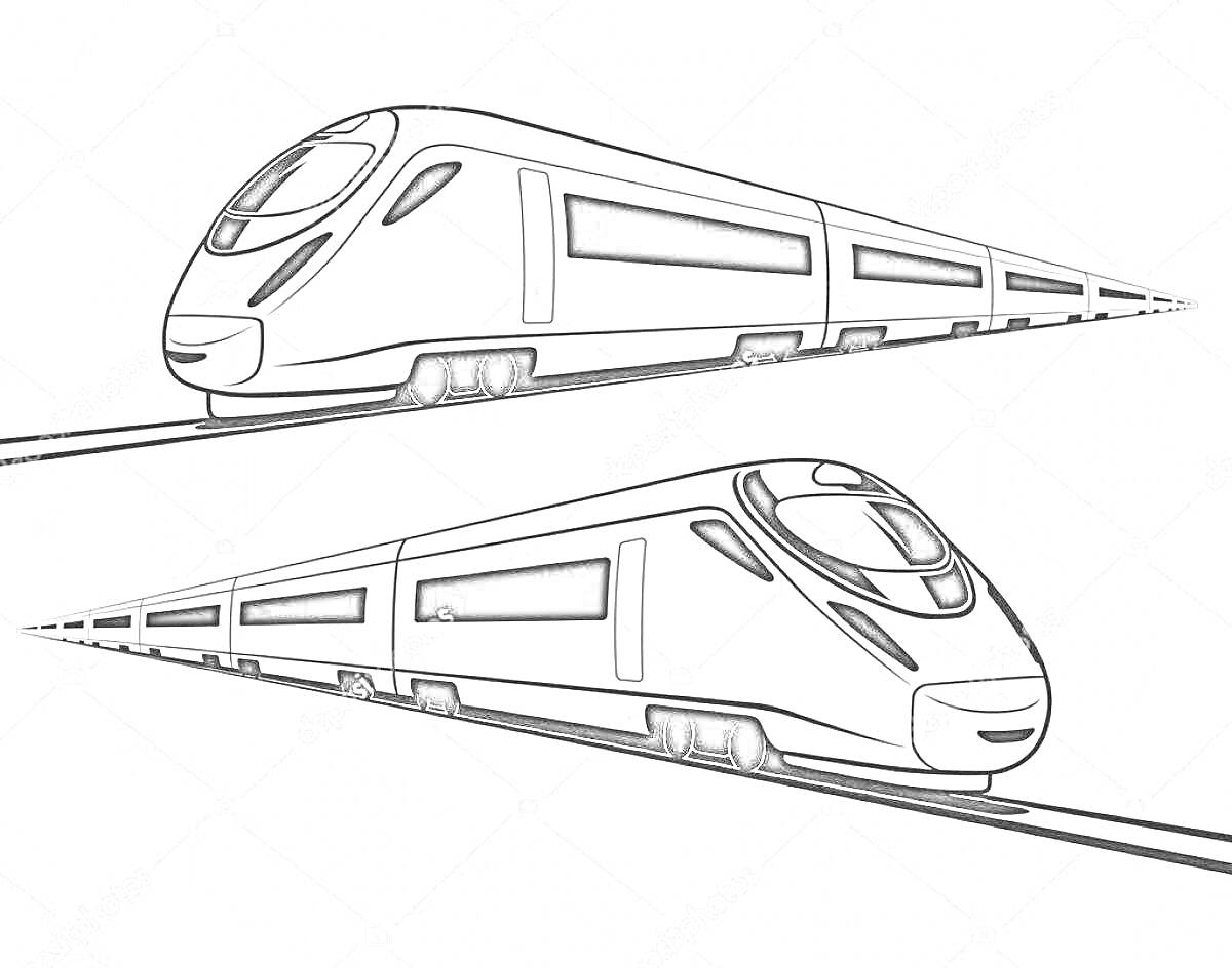 Два высокоскоростных поезда на рельсах