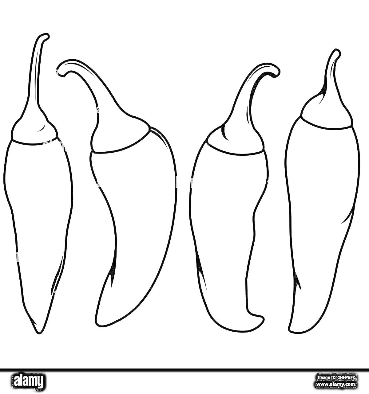 Раскраска Четыре перца чили