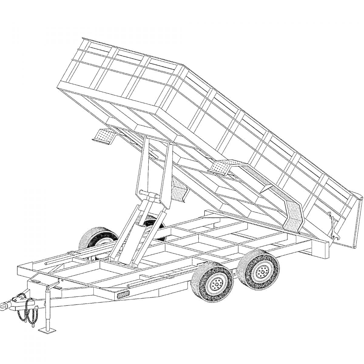 Раскраска Прицеп с подъемным кузовом на двух осях