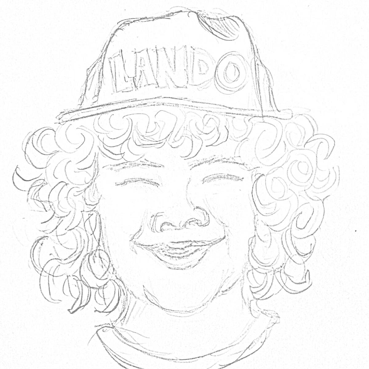 Раскраска Портрет улыбающегося человека в кепке с надписью 