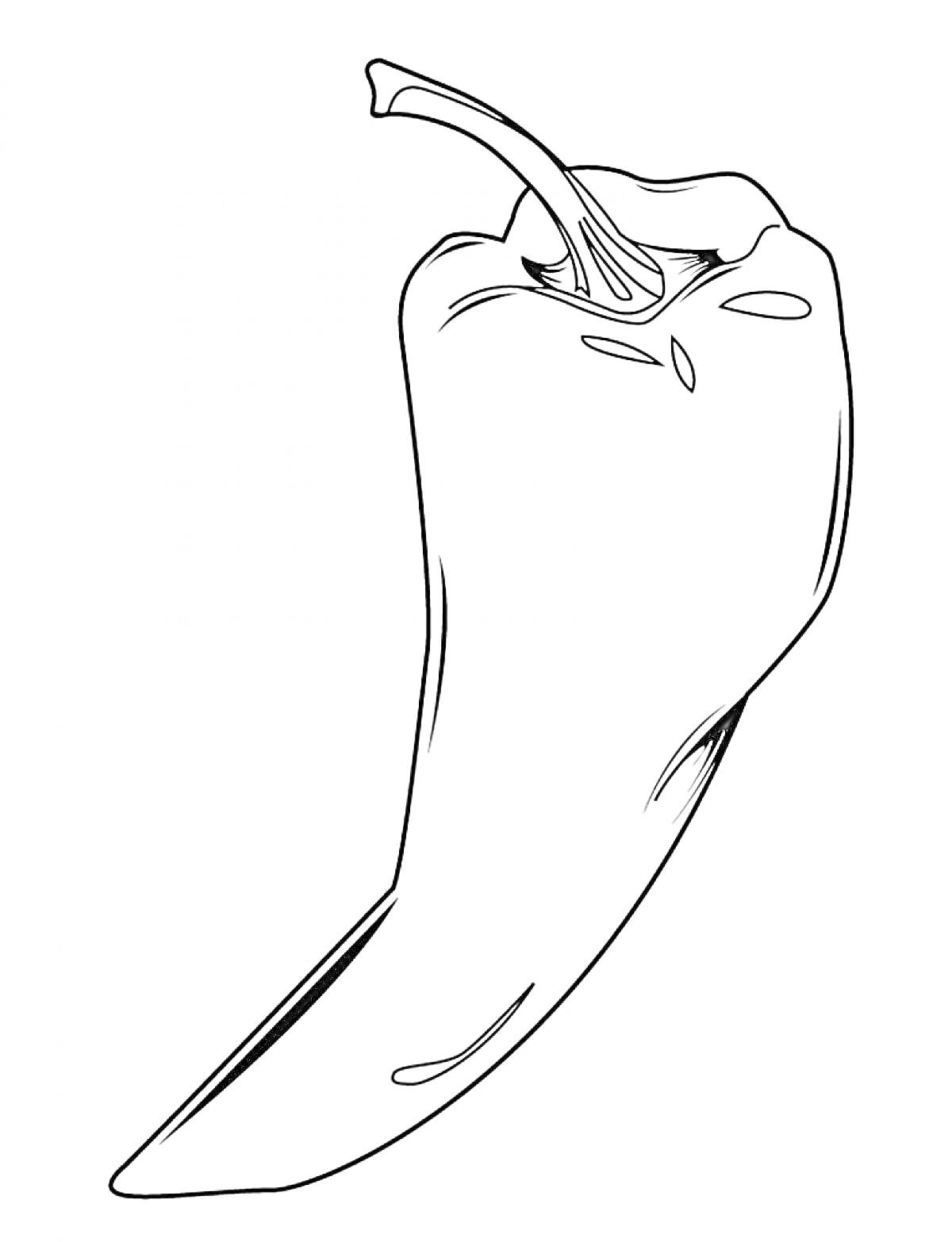 Раскраска с изображением одного стручкового перца