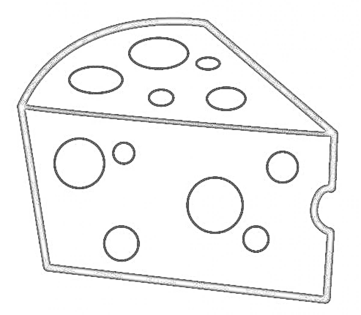 Раскраска Кусок сыра с отверстиями