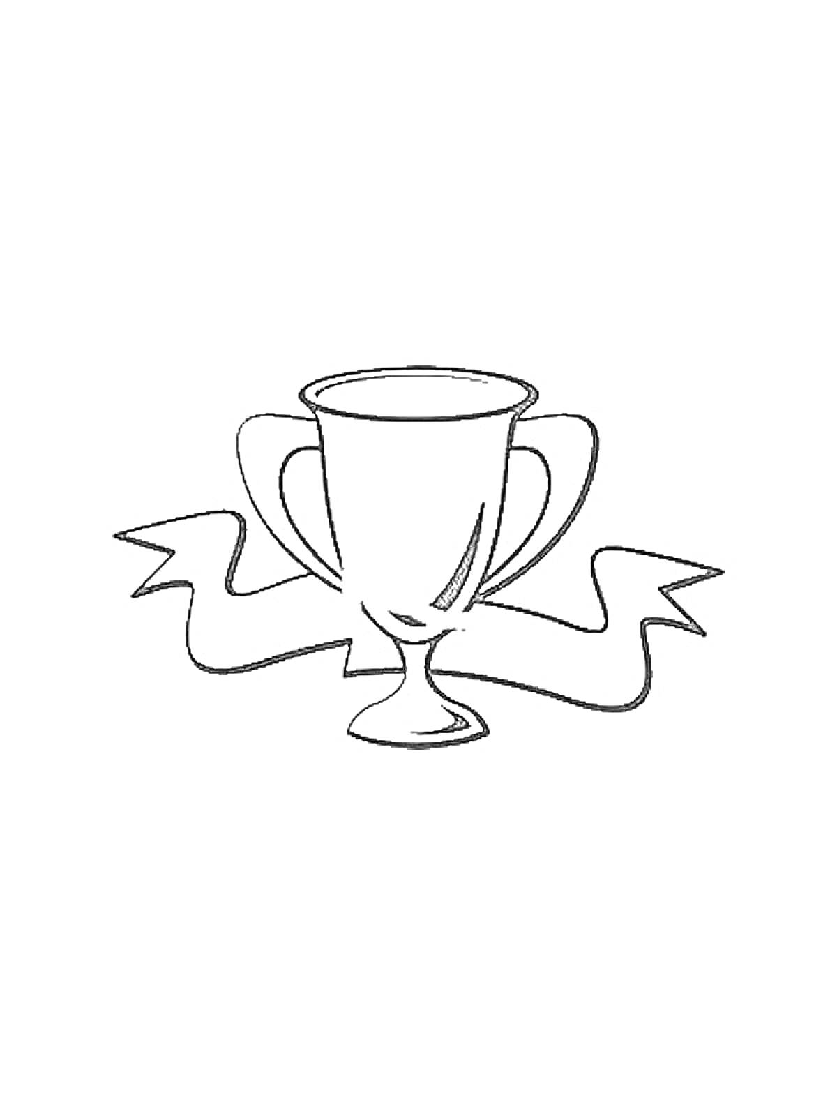 На раскраске изображено: Кубок, Лента, Награда, Спорт, Трофей, Победа, Контурные рисунки