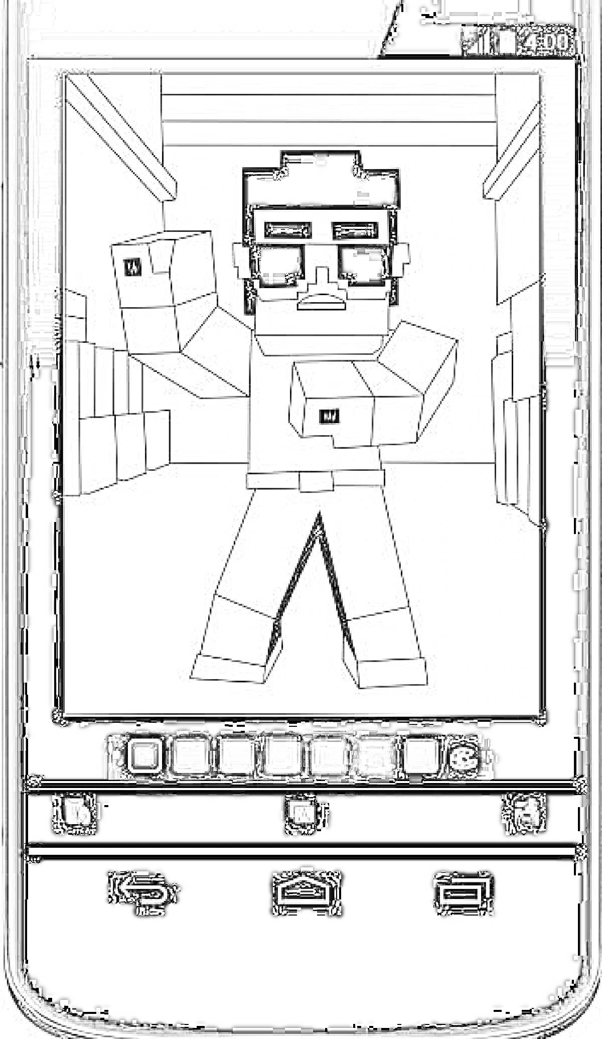 Раскраска Роблокс дорс: персонаж в очках на фоне комнаты с клетками