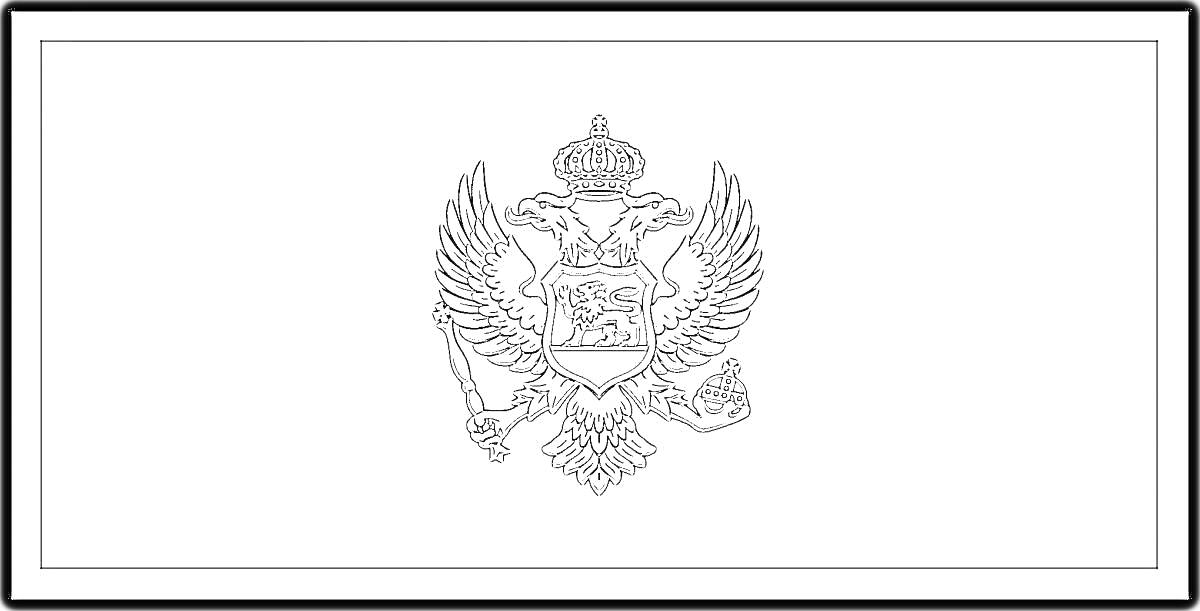 Раскраска Российский флаг с контуром герба России