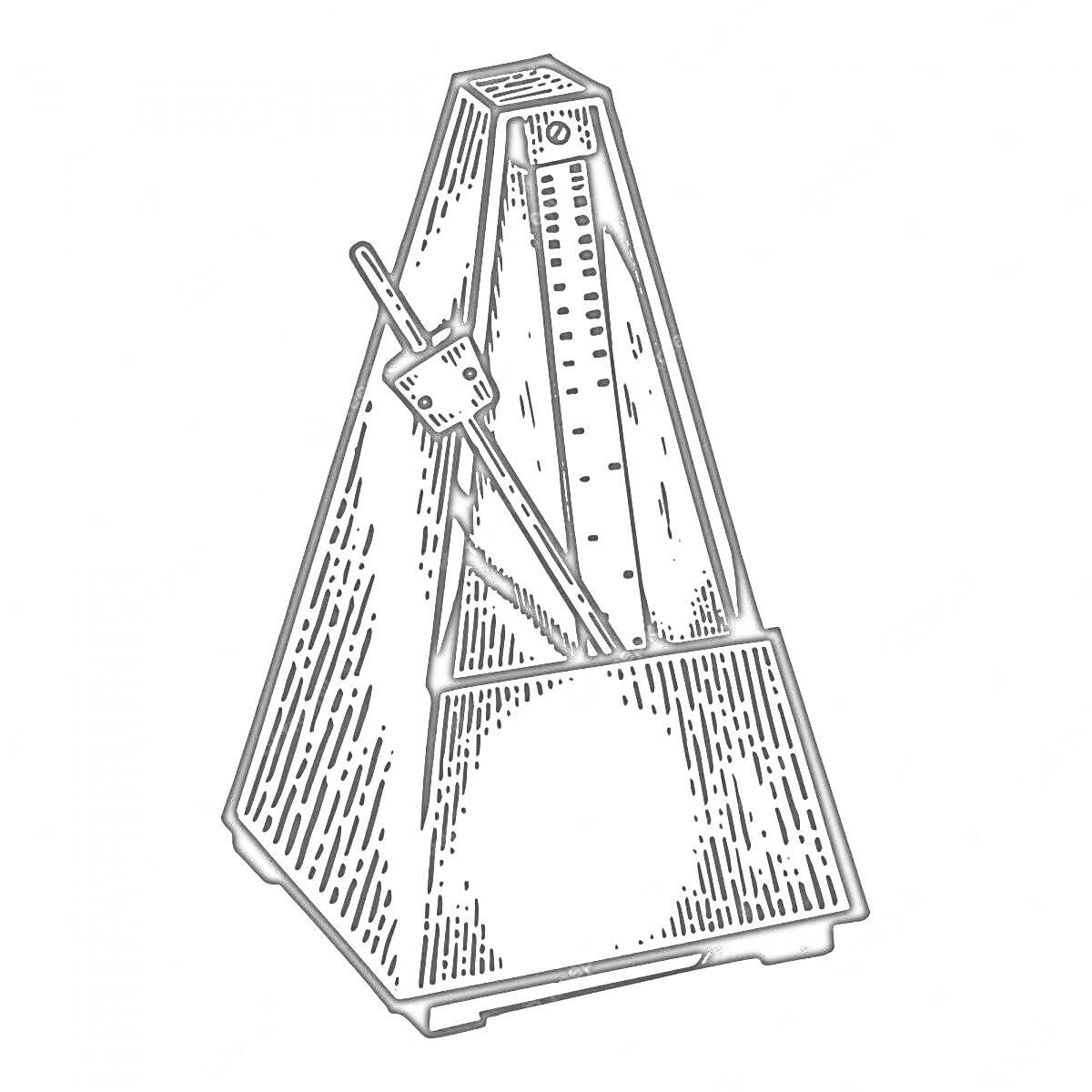 Раскраска Метроном с маятником и шкалой темпа