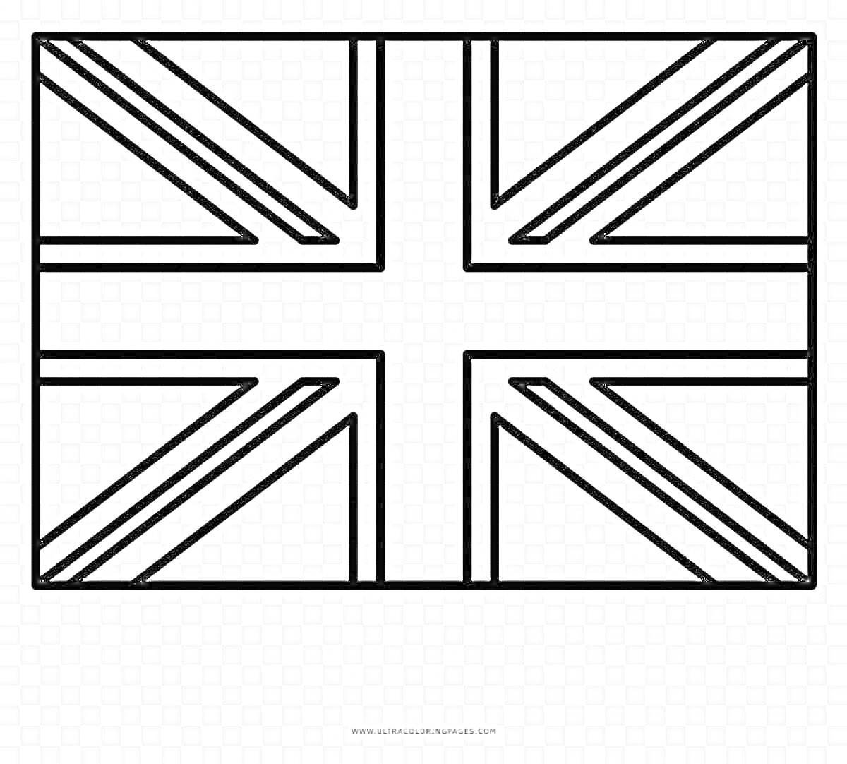 Раскраска Раскраска флаг Великобритании с черно-белыми линиями и геометрическим узором