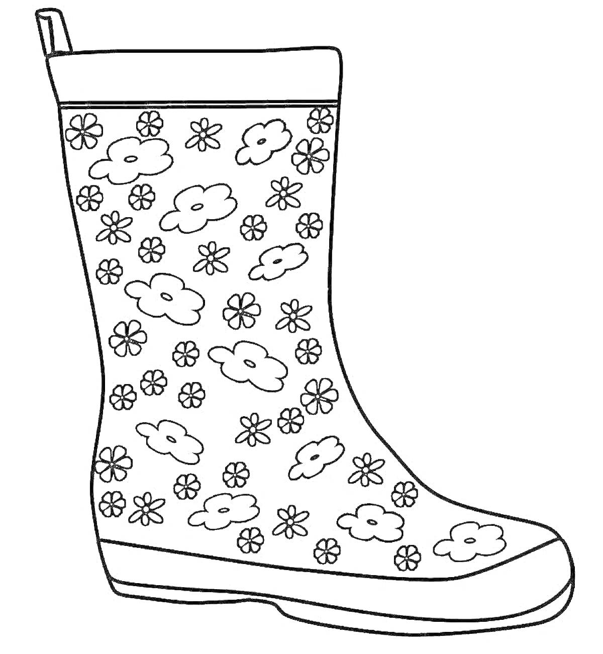 На раскраске изображено: Цветы, Цветочный узор, Обувь, Для детей