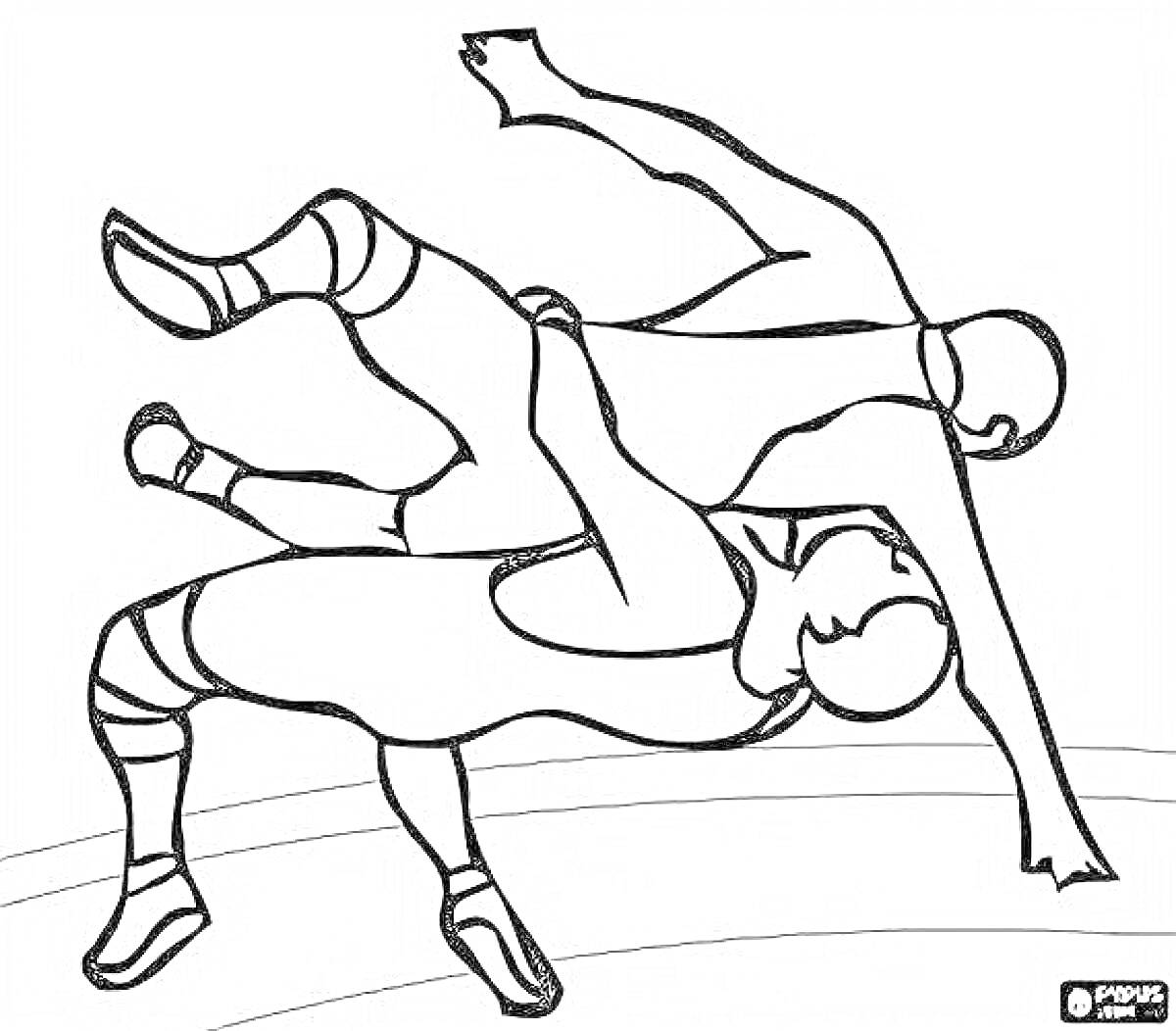 На раскраске изображено: Борьба, Спорт, Активность