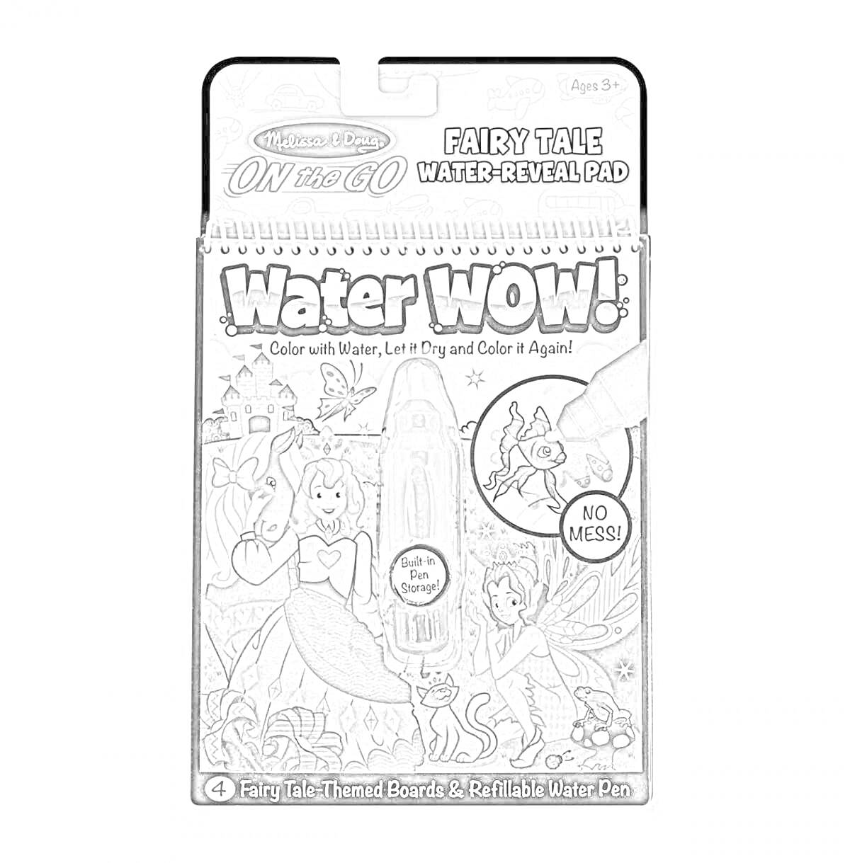 Fairy Tale Water-Reveal Pad от Melissa & Doug с волшебными историями, многоразовыми водными досками и перезаполняемой водяной ручкой