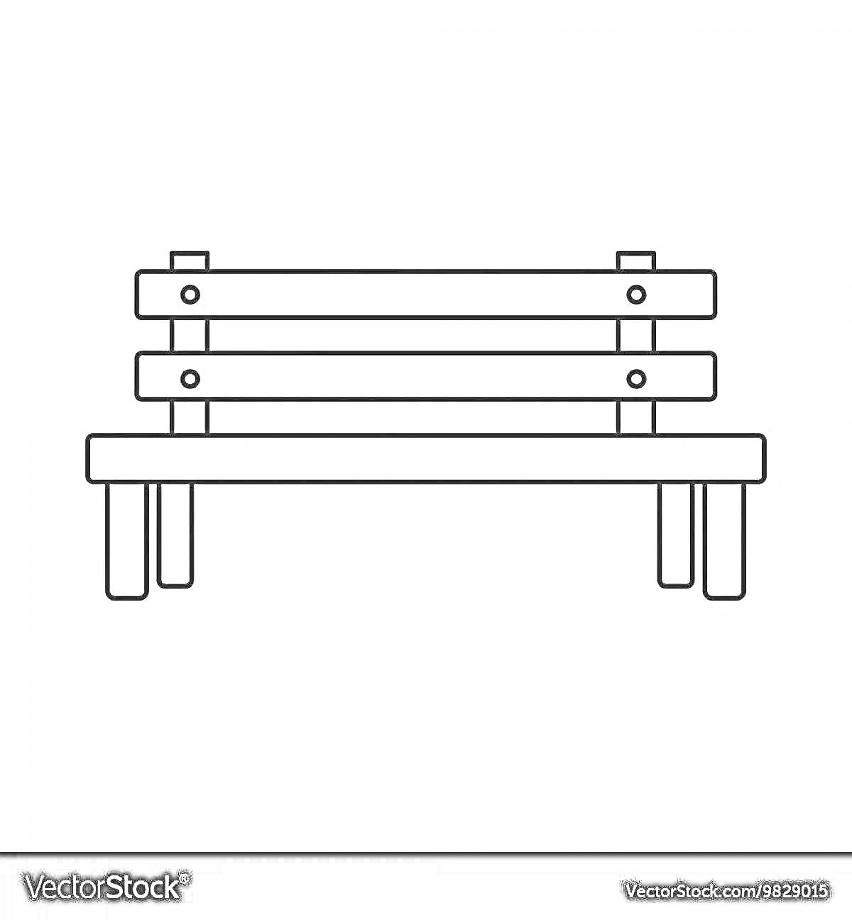 Раскраска Лавочка с деревянными перекладинами и ножками