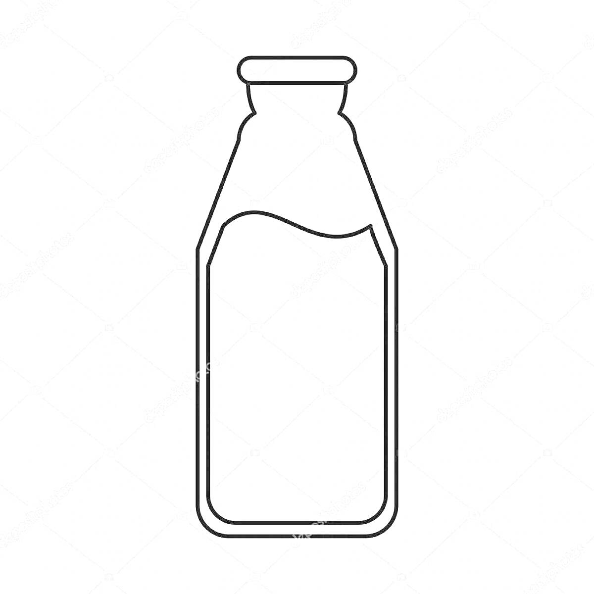 На раскраске изображено: Бутылка, Молоко, Иллюстрация