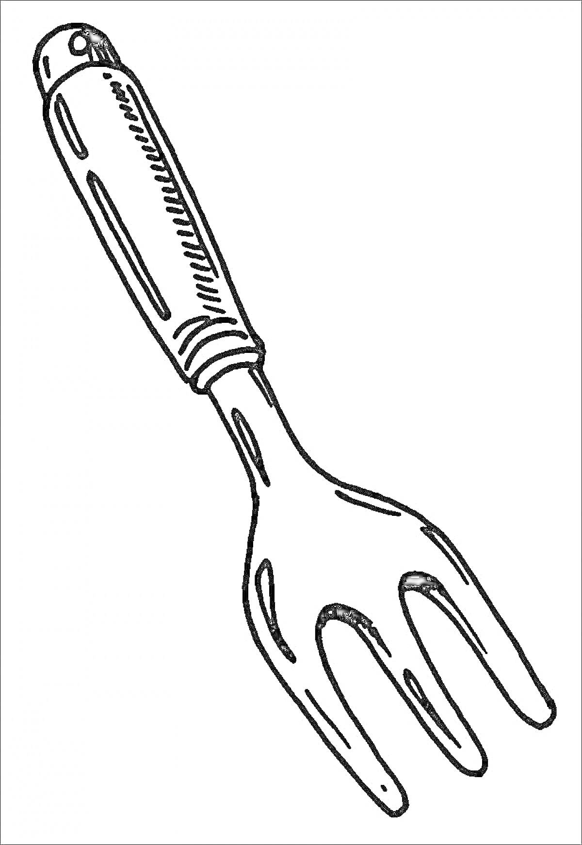Раскраска Вилка с ручкой и зубьями для раскрашивания