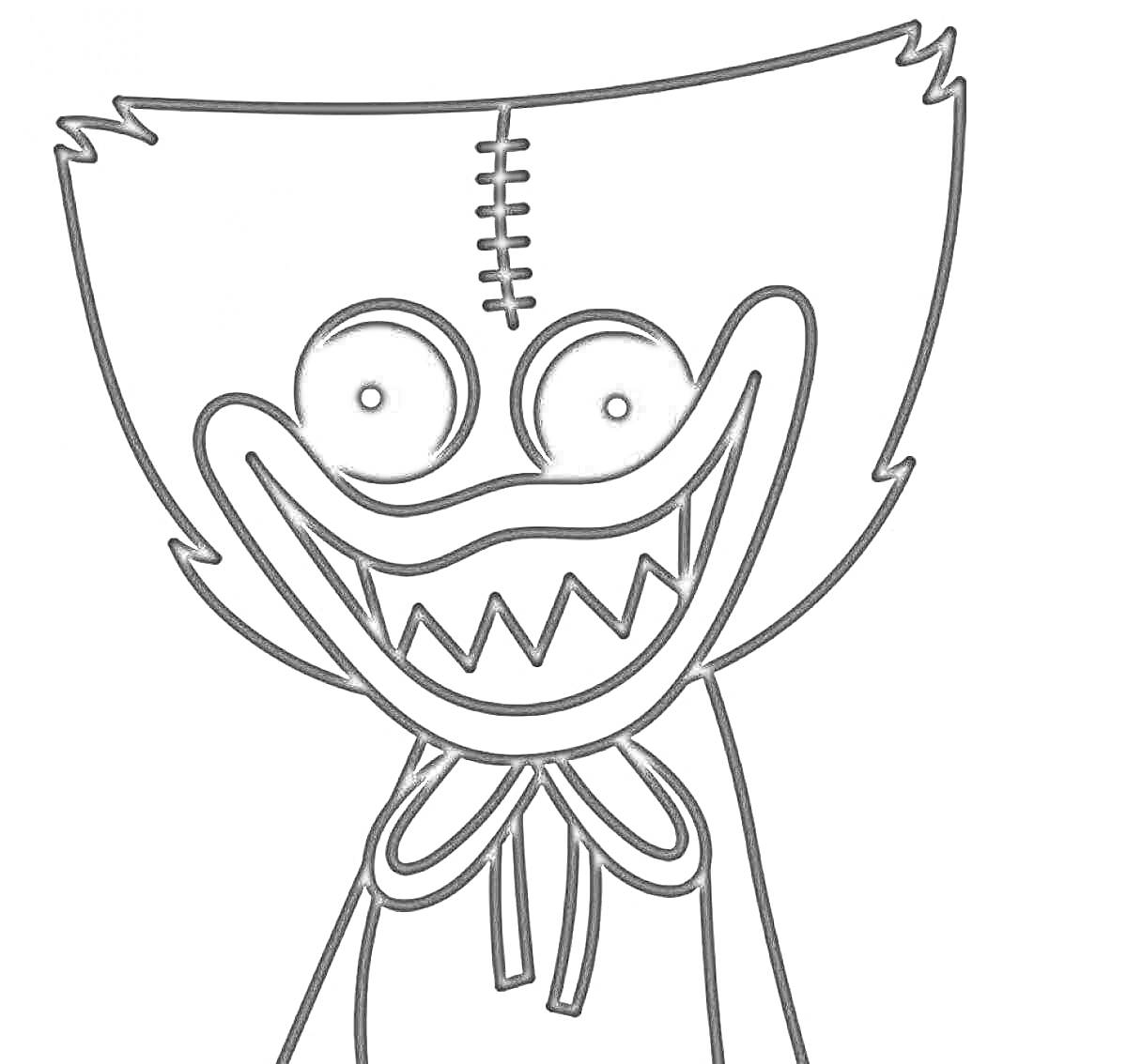 Раскраска Персонаж с большим ртом и острыми зубами из игры 