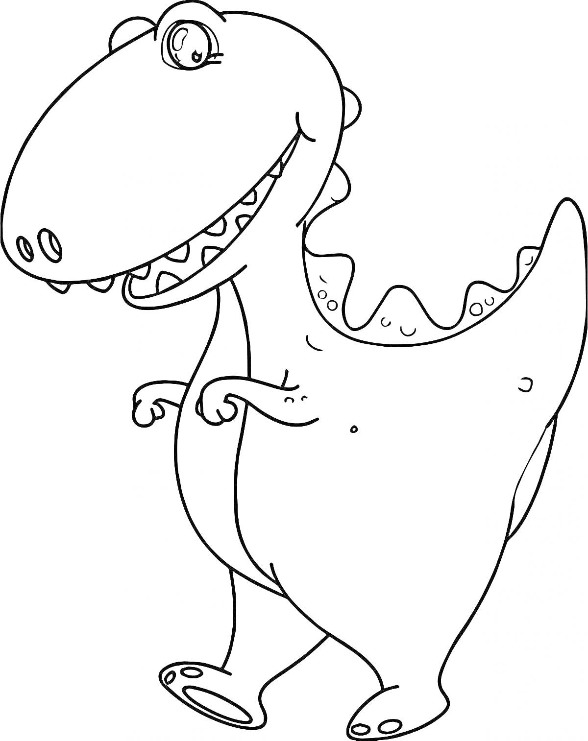 Раскраска Динозаврик с большими зубами и краткими лапками