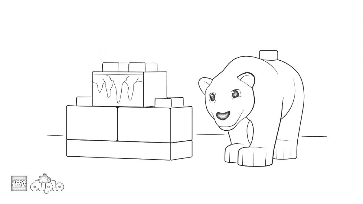 На раскраске изображено: Лего, Дупло, Медведь, Белый медведь