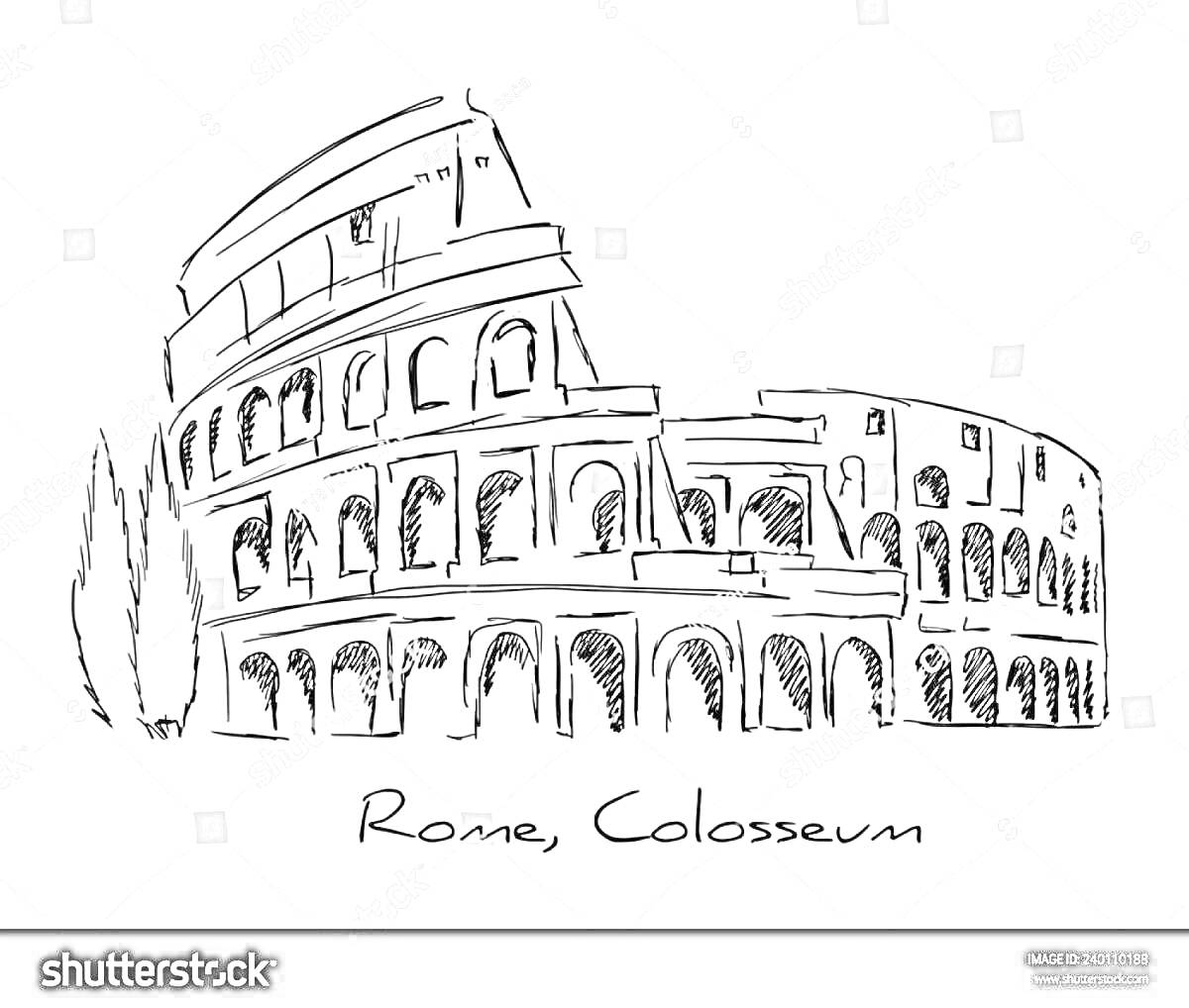 На раскраске изображено: Колизей, Рим, Древний Рим, Архитектура, Италия