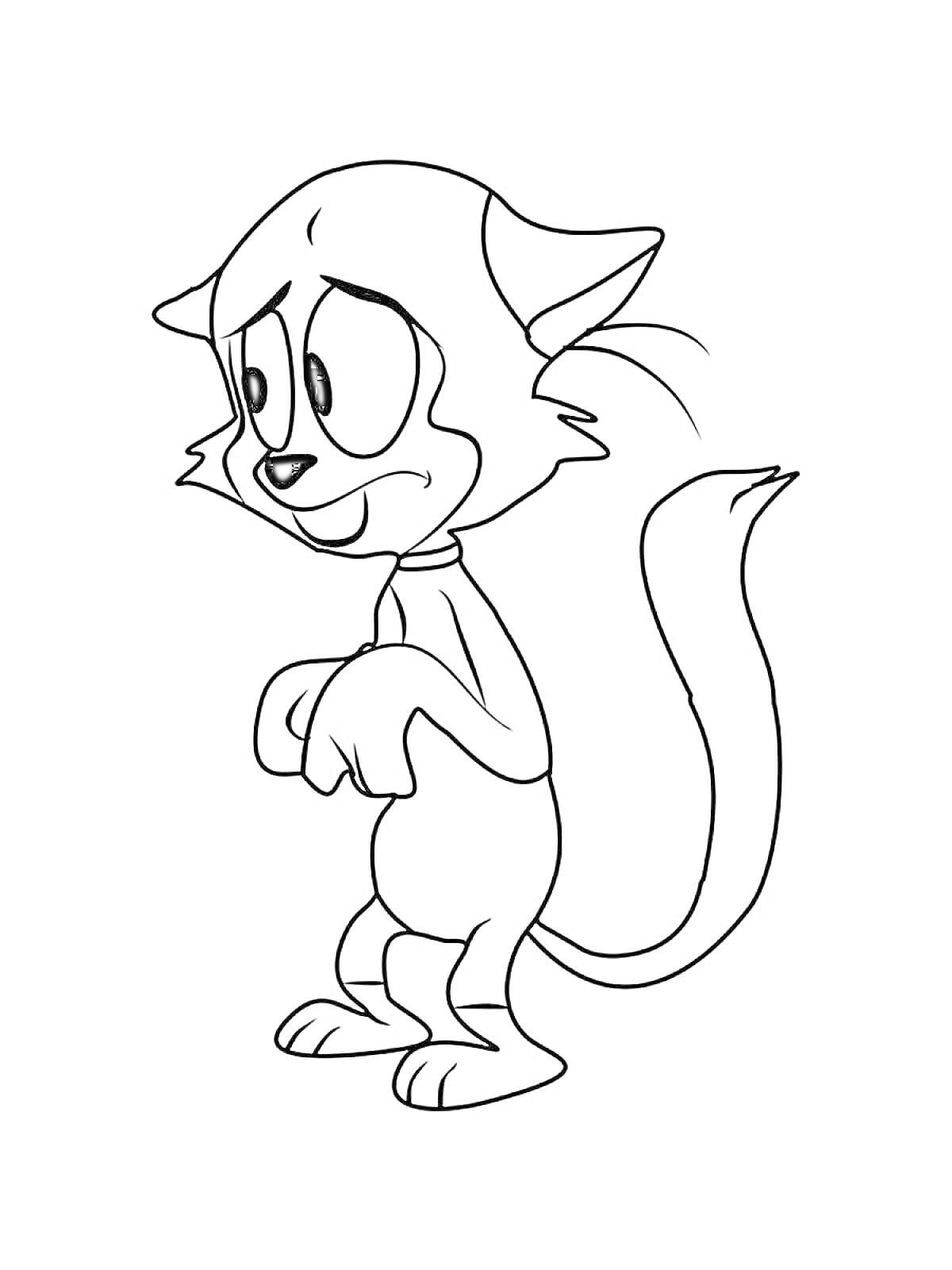 Раскраска Честер - стоящий кот с грустным выражением лица