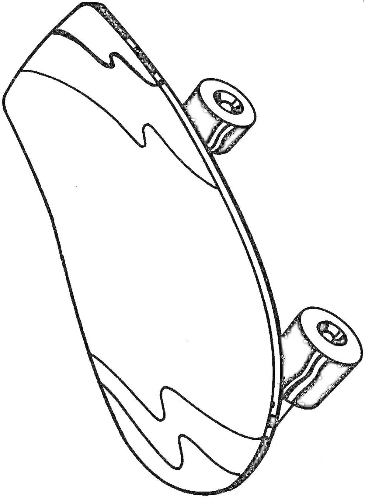 На раскраске изображено: Скейтборд, Доска, Спорт, Колёса, Для детей