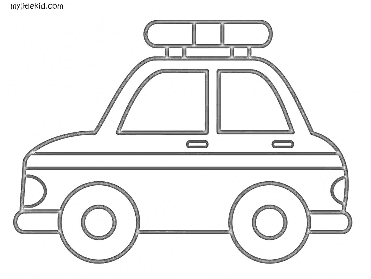Раскраска Полицейская машина с мигалкой