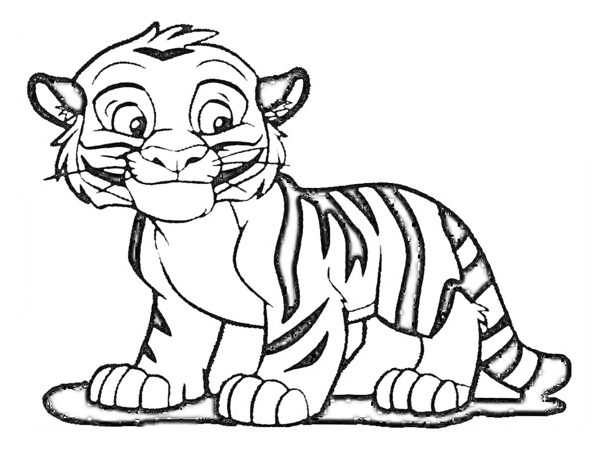На раскраске изображено: Животные, Тигр, Для детей, Полосы