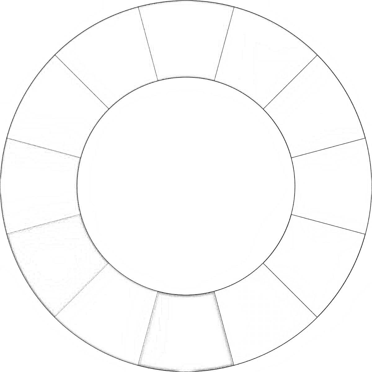 Раскраска Градации серого круга цветового круга с 12 сегментами