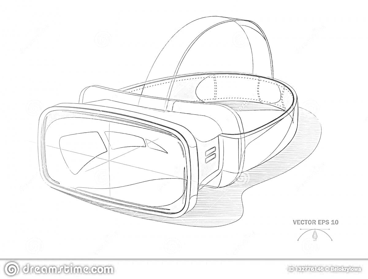 Раскраска Виртуальная реальность: Очки виртуальной реальности с ремешком