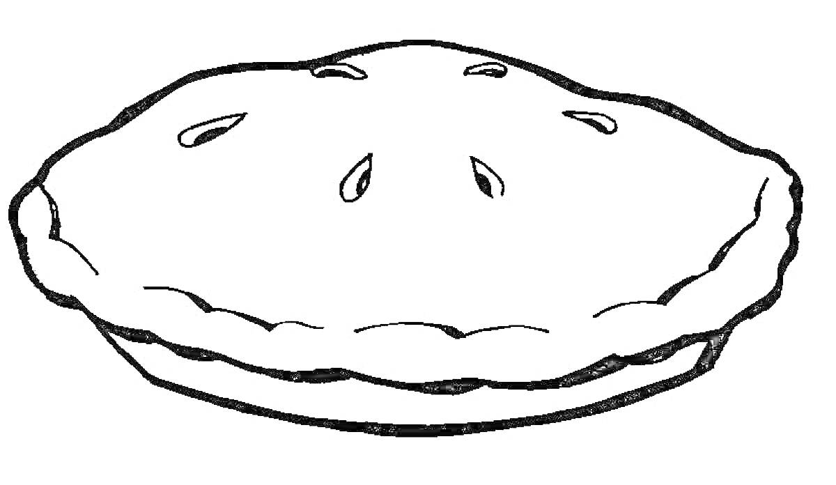 Раскраска Пирог с прорезями на верхней корке