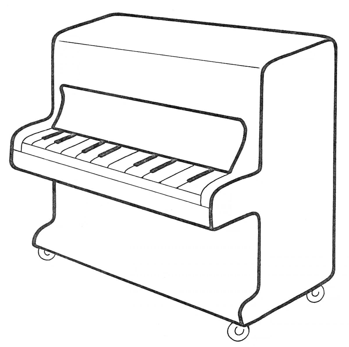 На раскраске изображено: Фортепиано, Пианино, Клавиши, Музыкальные инструменты