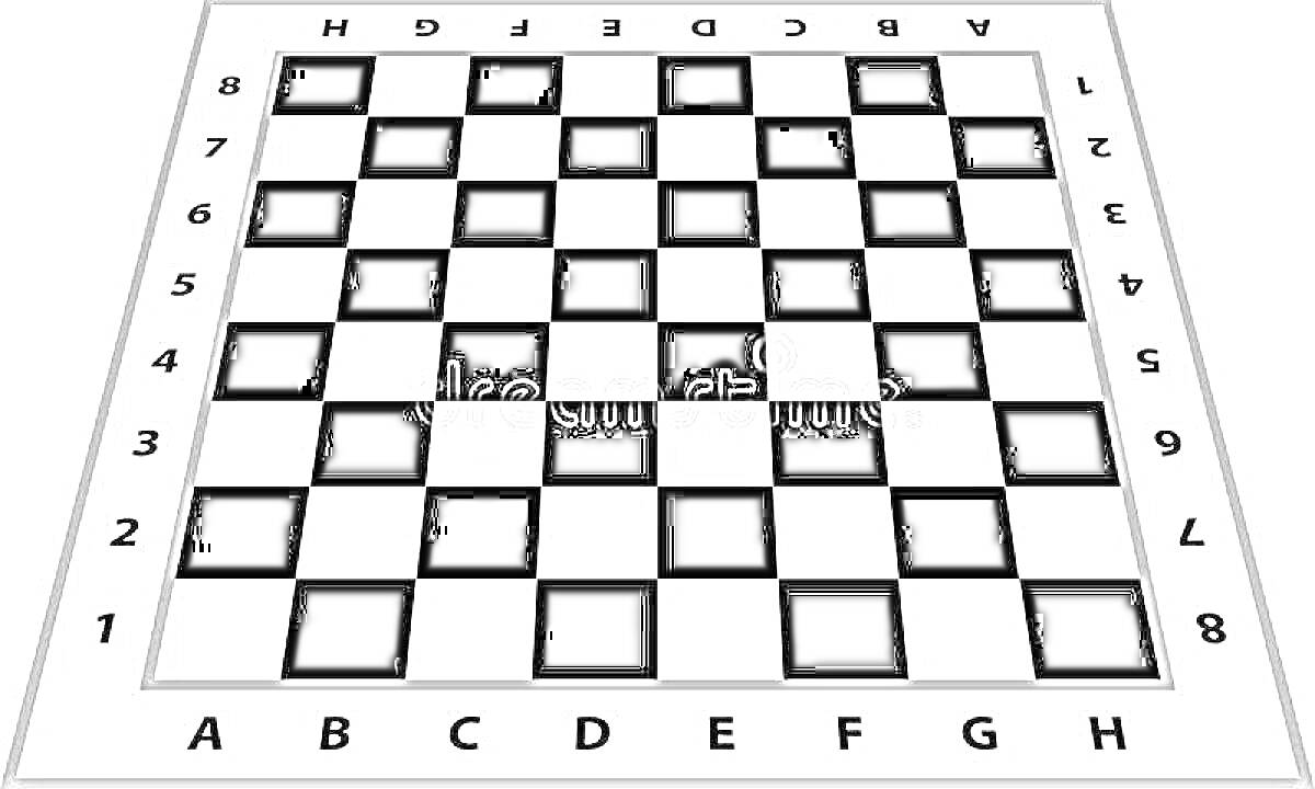 Раскраска Шахматная доска с буквенно-цифровыми обозначениями по краям