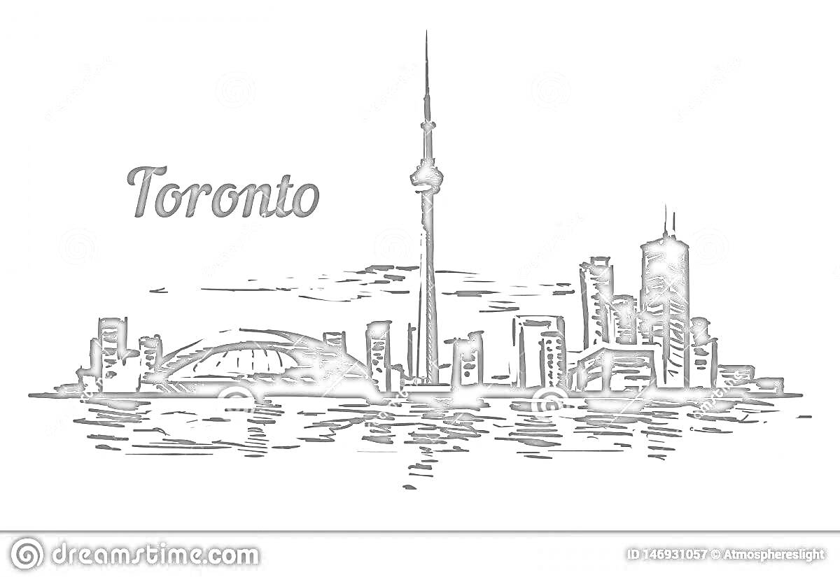 На раскраске изображено: Городской пейзаж, Небоскребы, Башни, Архитектура, Канада