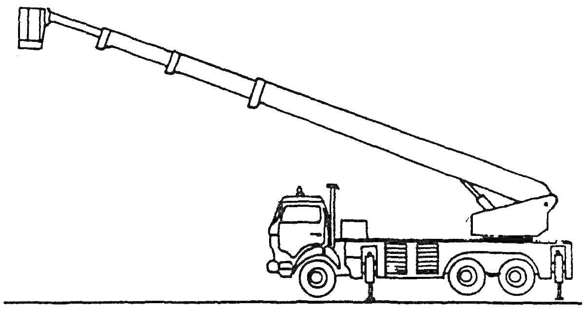 На раскраске изображено: Автовышка, Стрела, Техника, Спецтехника