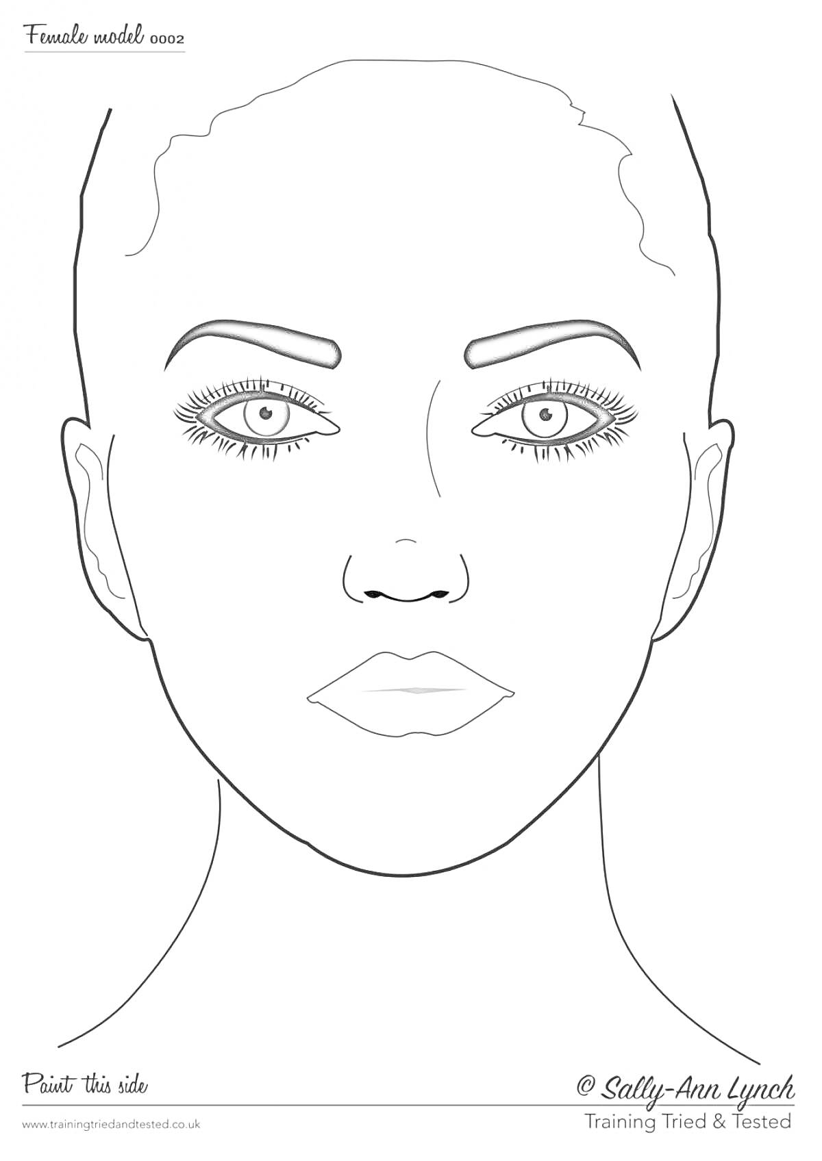 Раскраска Лицо для макияжа с глазами, бровями, губами и ушами
