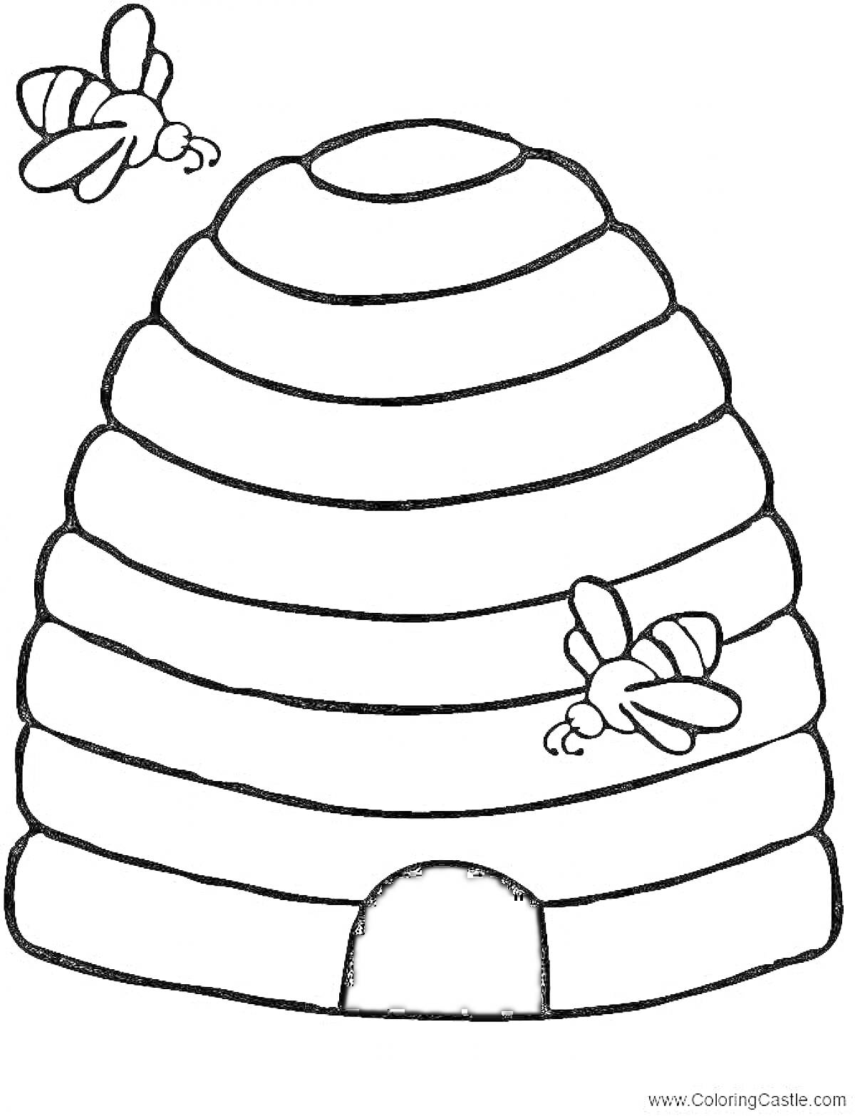 Раскраска Улей с пчелами