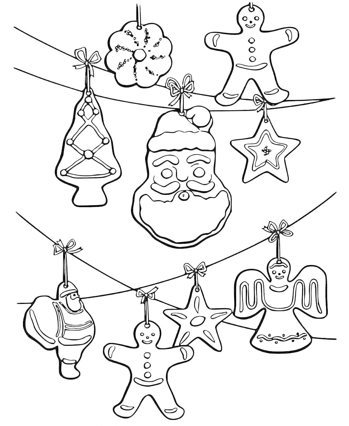 На раскраске изображено: Елочные украшения, Колокольчик, Новый год, Рождество