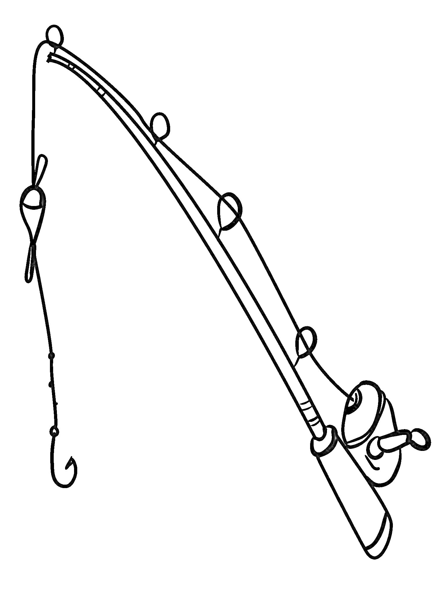На раскраске изображено: Удочка, Леска, Катушка, Рыбалка
