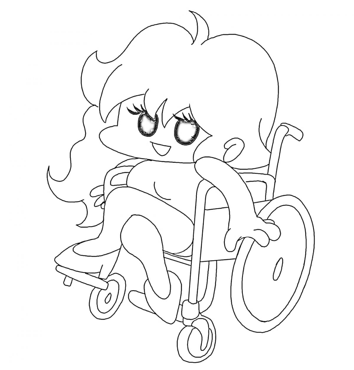 Раскраска Девушка из Friday Night Funkin в инвалидной коляске