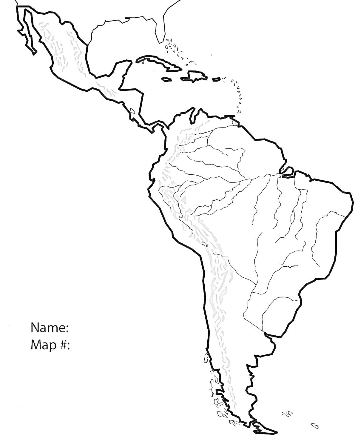 На раскраске изображено: Южная Америка, Контурная карта, География, Карта, Учебное пособие