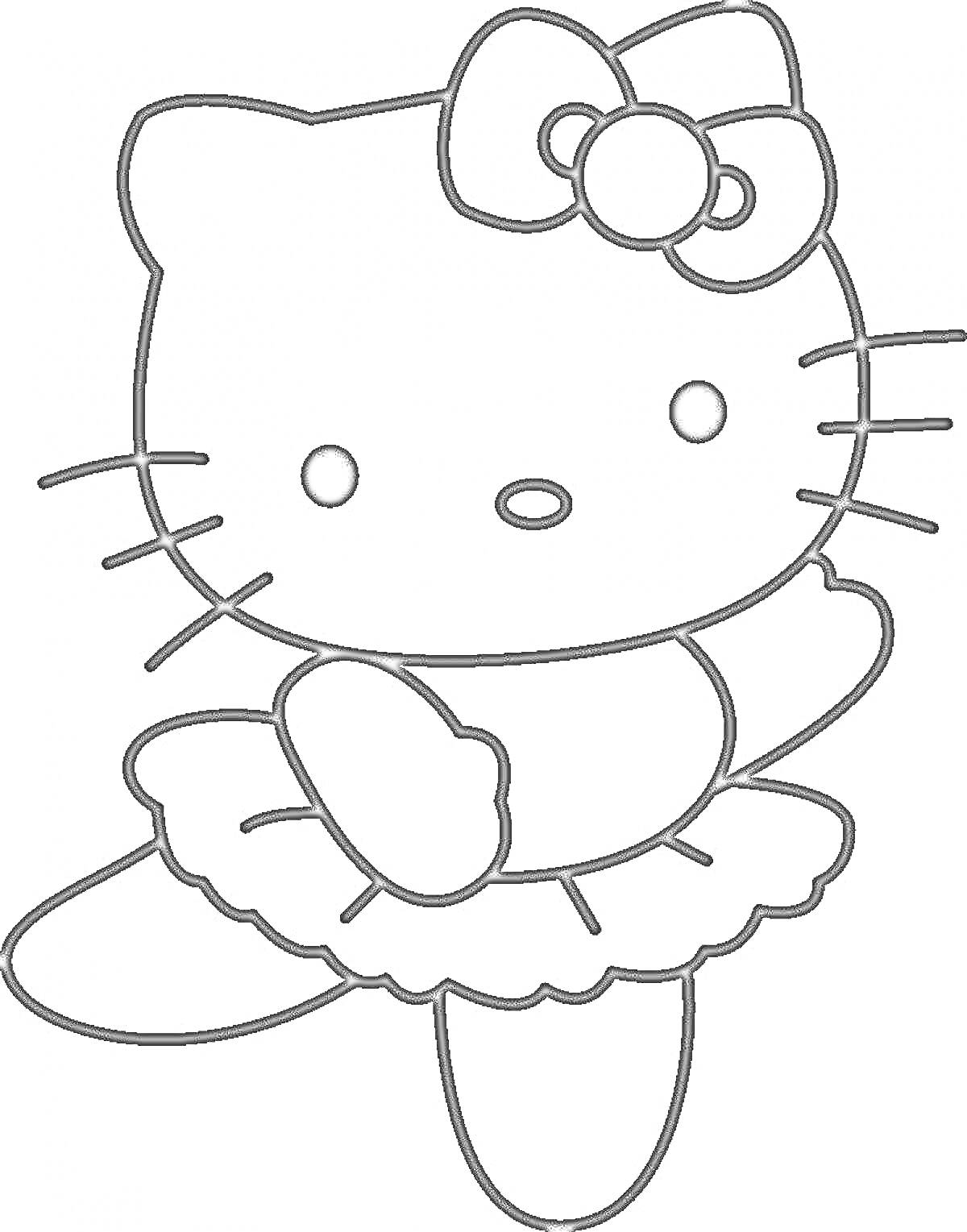 Раскраска Hello Kitty в пачке с бантом