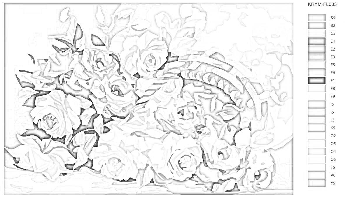 Раскраска Корзина с розами