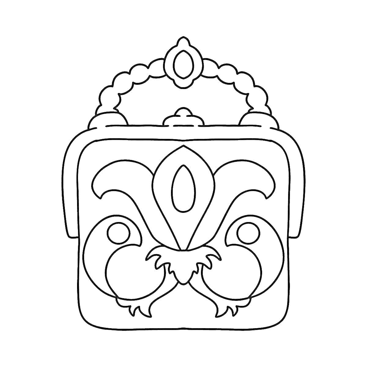 На раскраске изображено: Сумка, Ручка